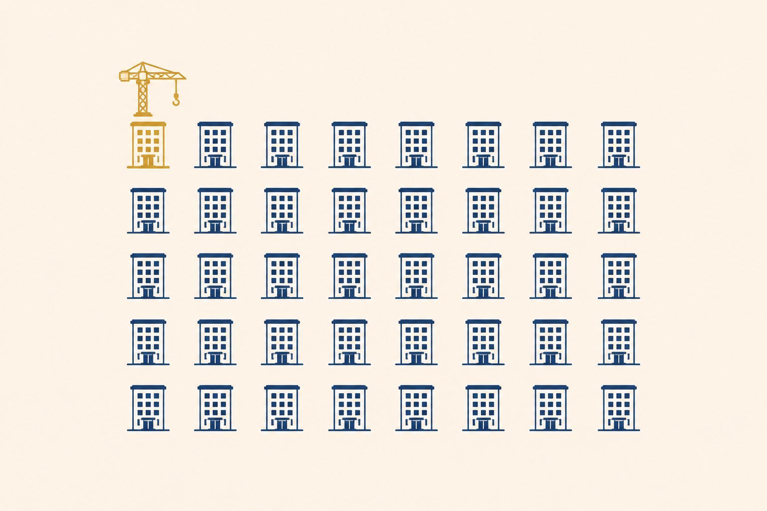 建て替えに至るマンションが全体のごく一部であることを表した図