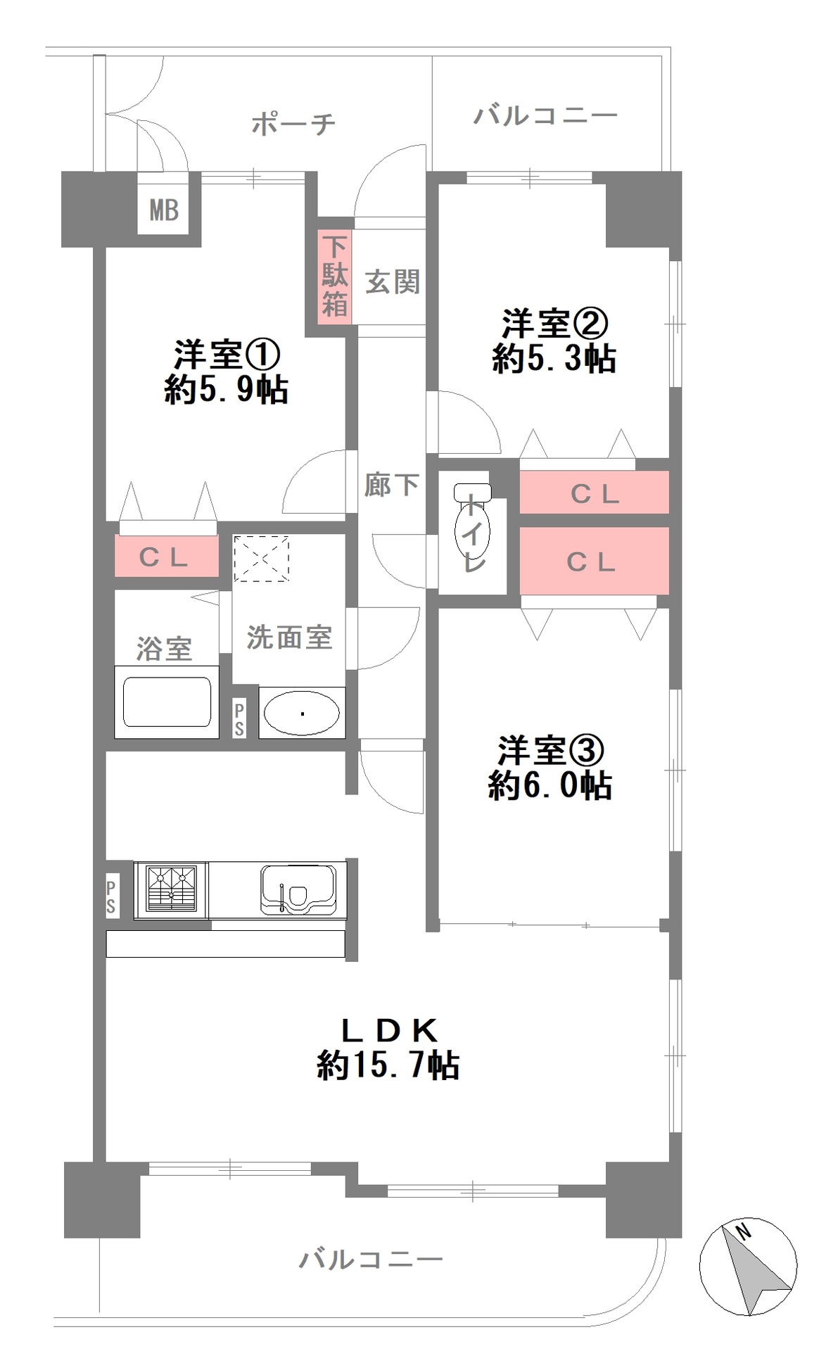朝日プラザプレール岸里の間取り図