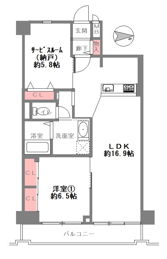 朝日プラザ末吉橋の間取り図