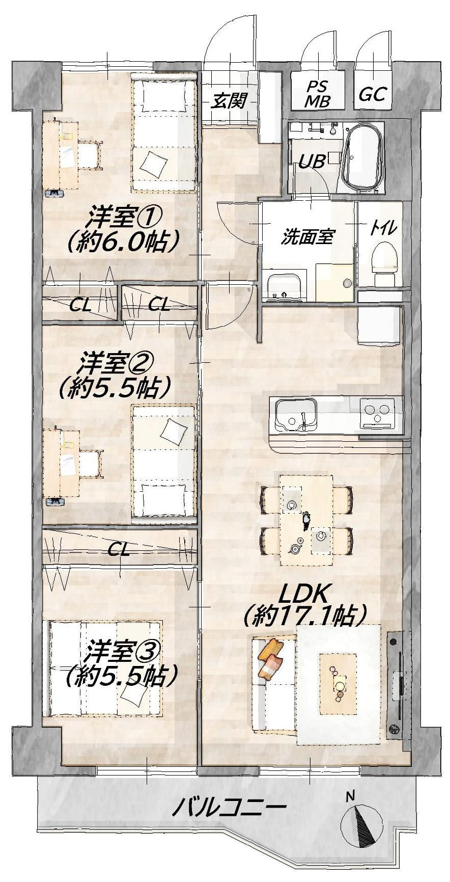 朝日プラザ天王寺の間取り図