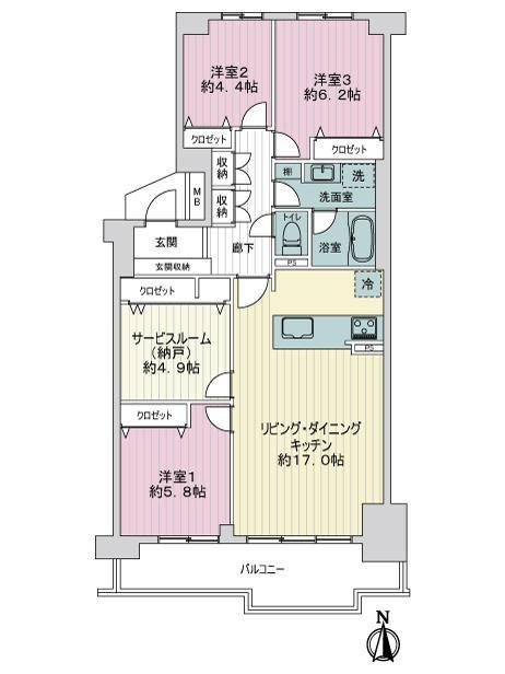 ベル・パークシティ画地ⅡK棟の間取り図