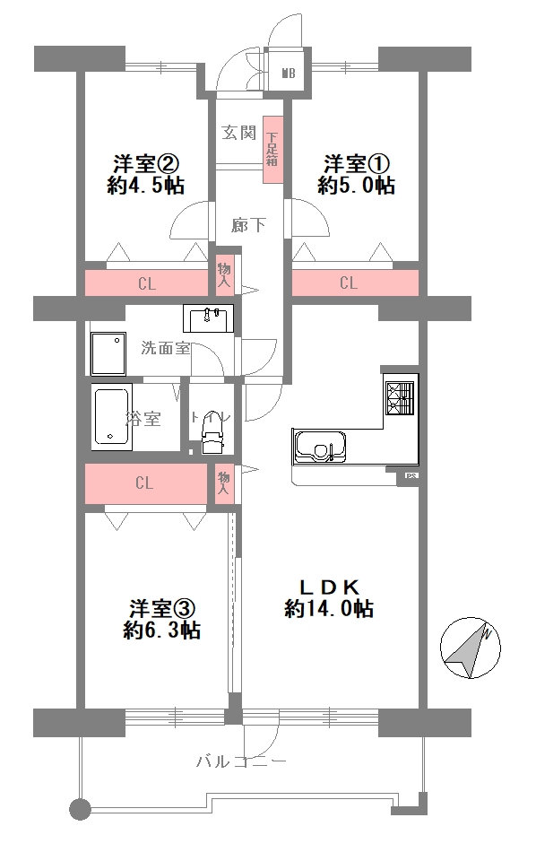 シティコート下新庄の間取り図