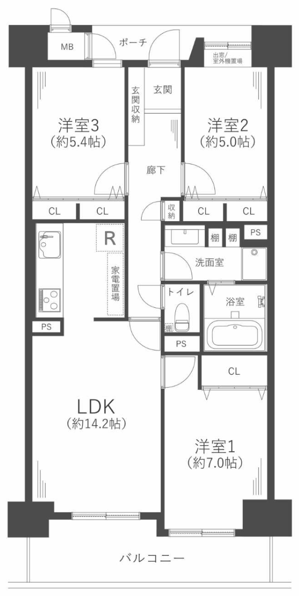 シティコーポ鴫野2号棟の間取り図