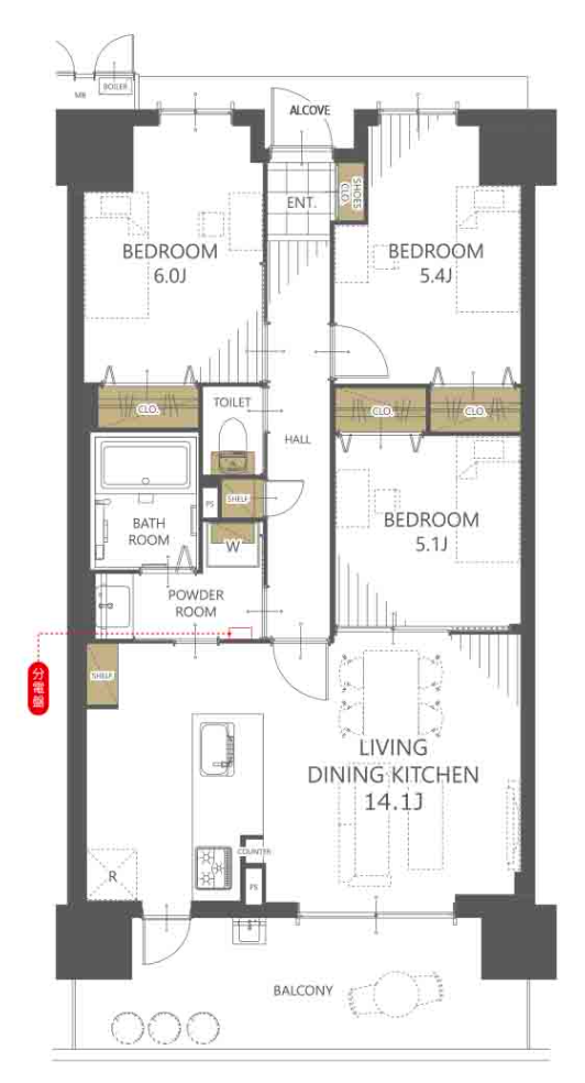 ディアエスタミオ南住吉壱番館の間取り図