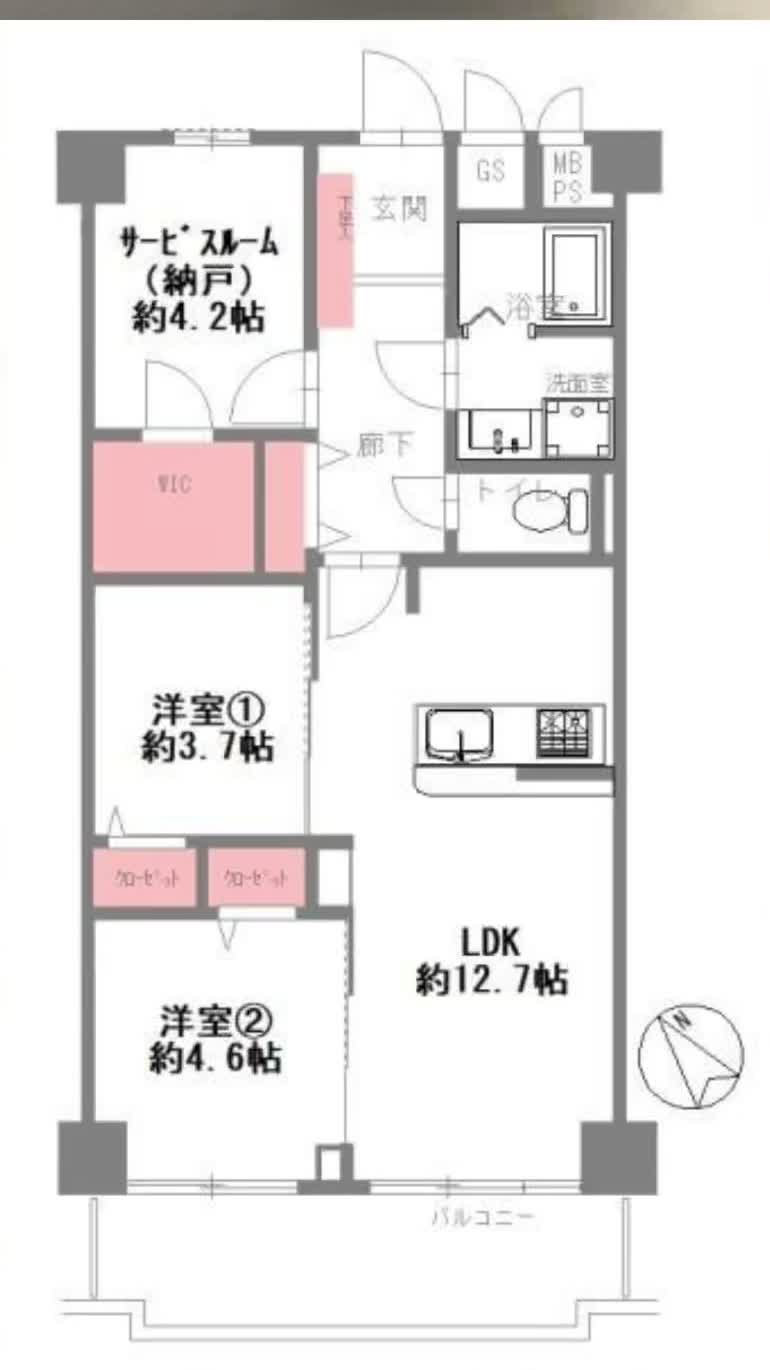 ドムール北市岡の間取り図