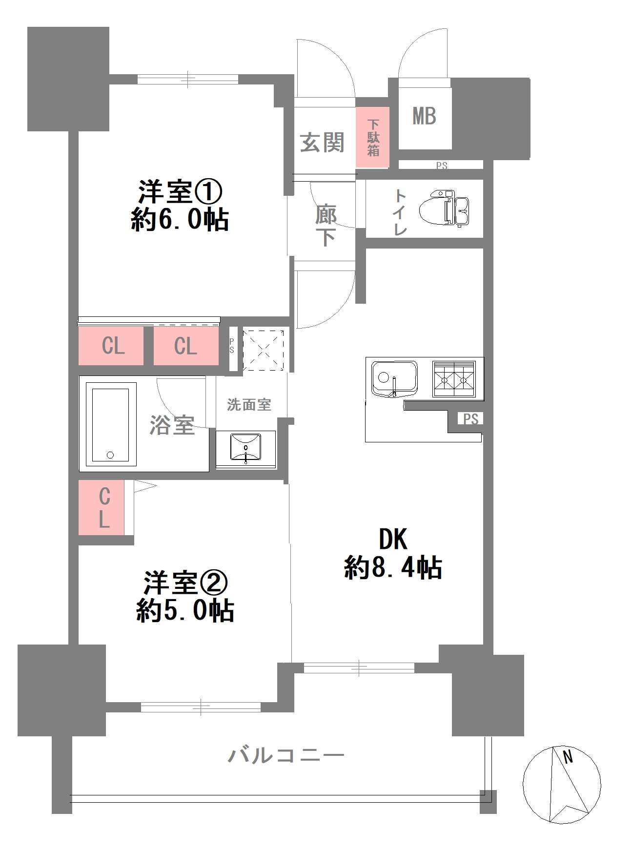エステムプラザ大手前エヴァースの間取り図