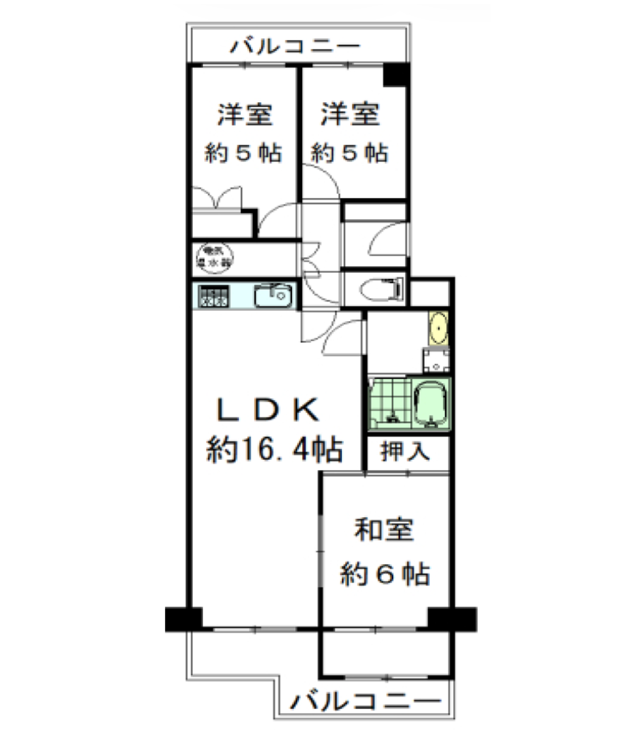 エバーグリーンポートタウン12号棟の間取り図