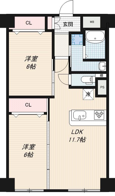 エバーグリーン新御堂の間取り図