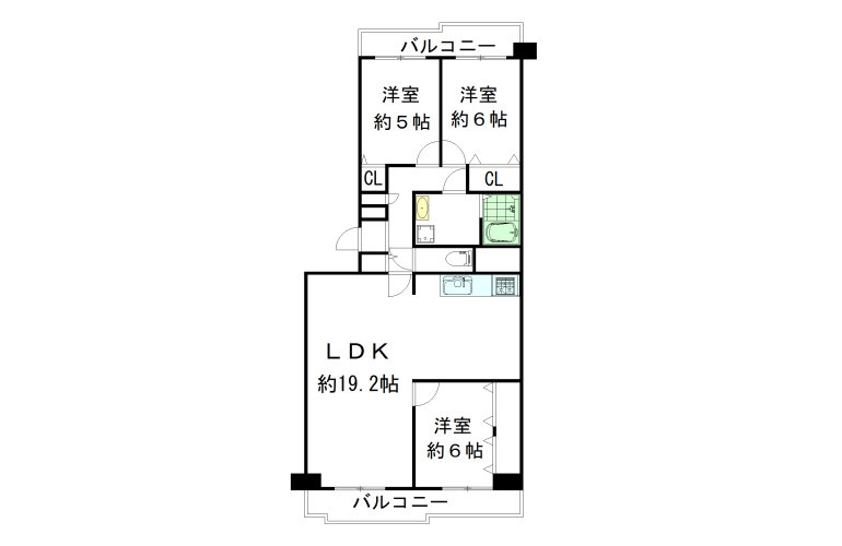 南港フローラルハイツ23号棟の間取り図