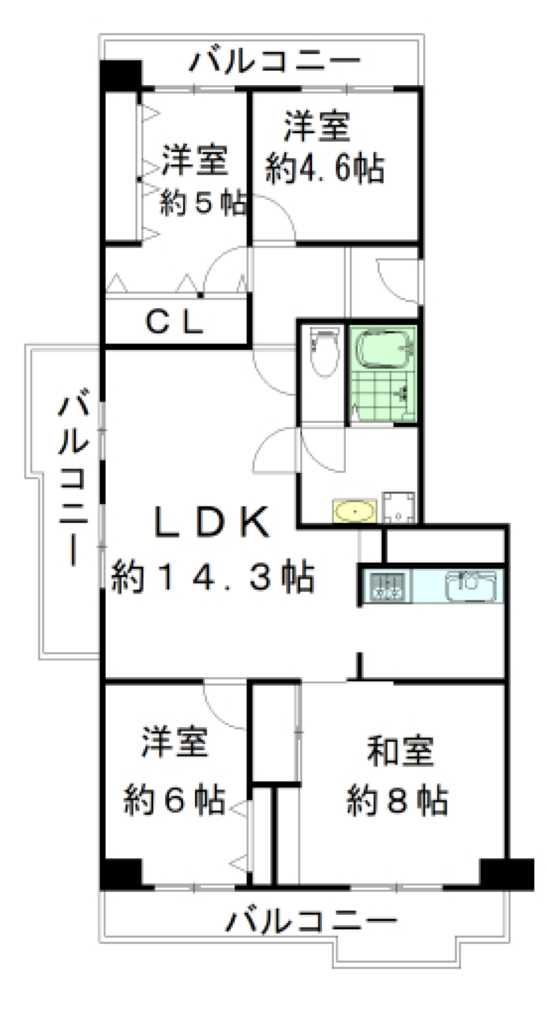 南港フローラルハイツ23号棟の間取り図