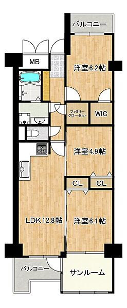 近鉄南港ガーデンハイツ22号棟の間取り図