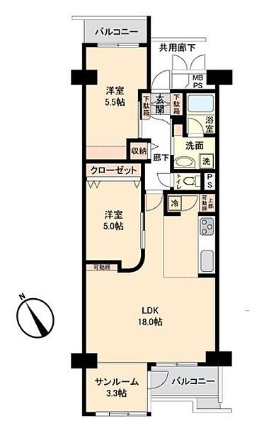 近鉄南港ガーデンハイツ23号棟の間取り図