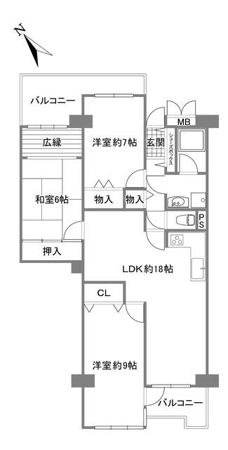 近鉄南港ガーデンハイツ23号棟の間取り図