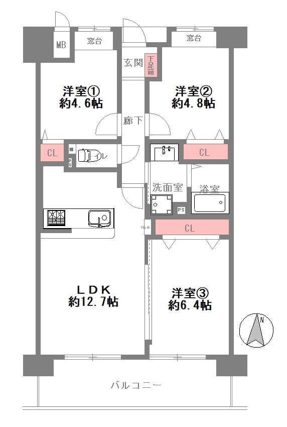 阪神住建グランディール上新庄の間取り図