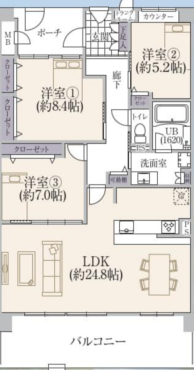 ジョイアコルテ阿倍野晴明丘の間取り図