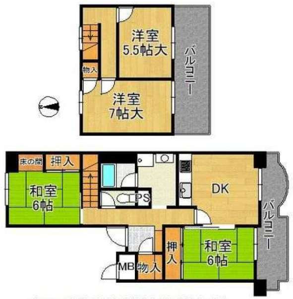 かもめ第2コーポ14号棟の間取り図