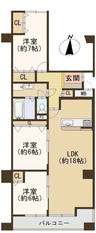 かもめ第一コーポ13号棟の間取り図