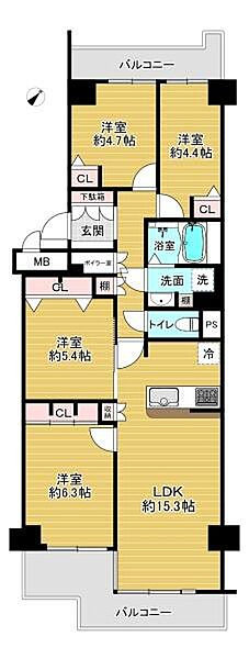 京橋グリーンハイツ二号棟の間取り図