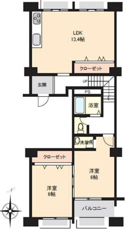 中津リバーサイドコーポD棟の間取り図