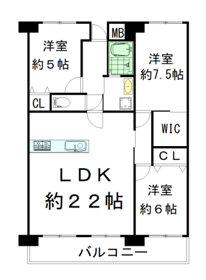 南港はなのまち住宅34号棟の間取り図