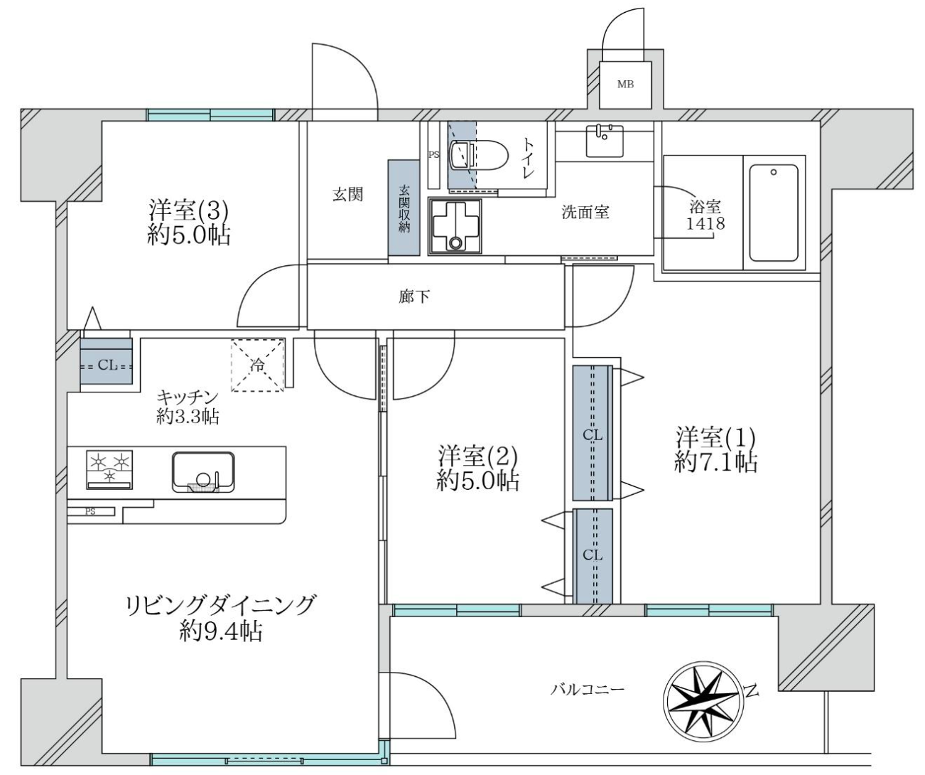 ネバーランド北梅田の間取り図
