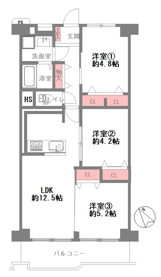 日商岩井野里マンションの間取り図