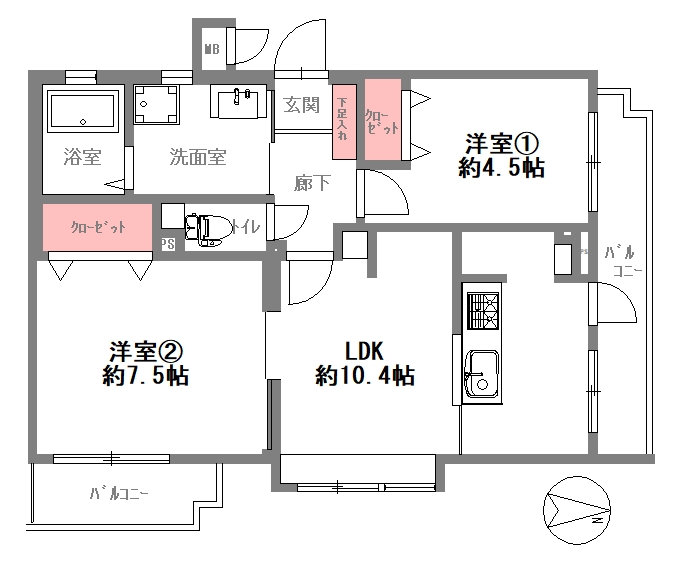 野中北パーク・マンションの間取り図