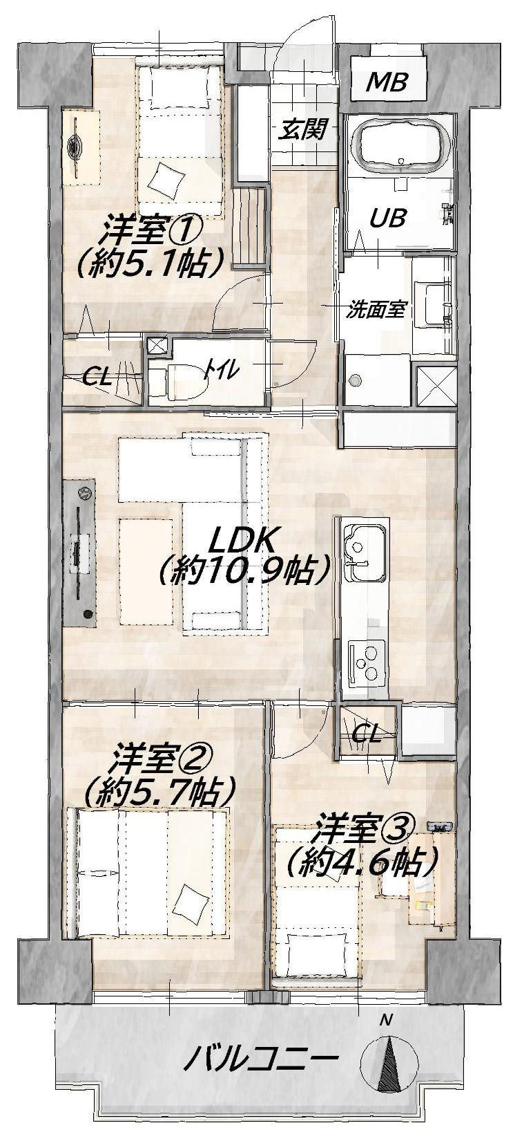 オリーブハイツ大正の間取り図