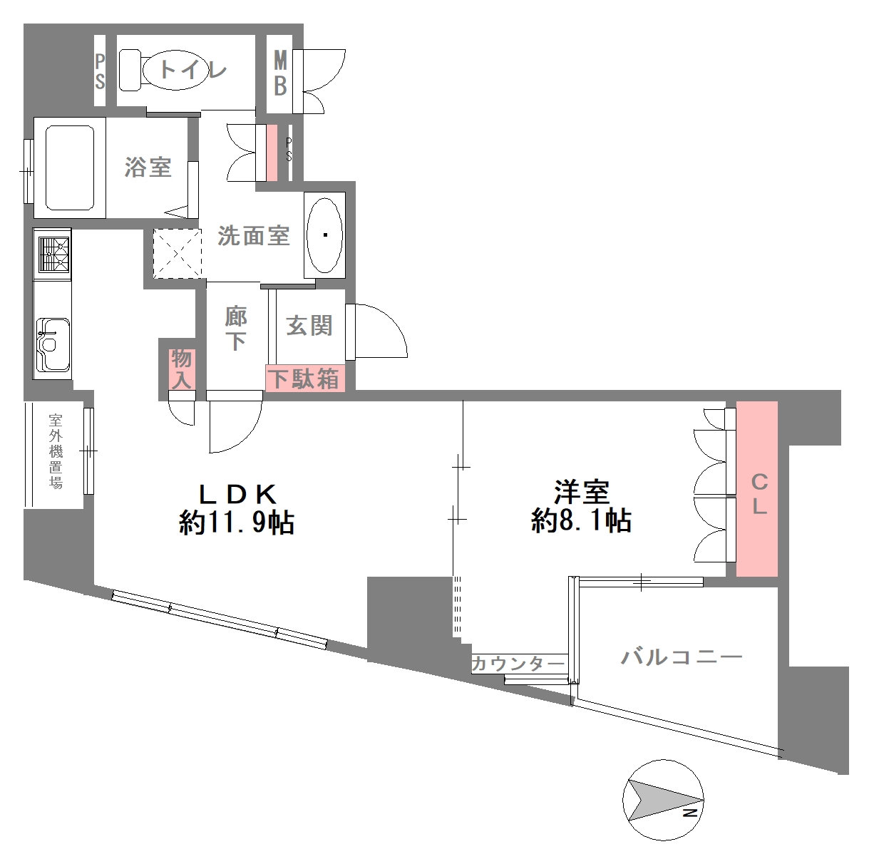 リーガル四ツ橋筋の間取り図