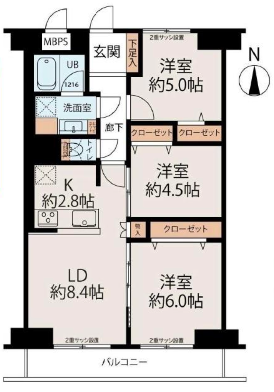 シャルマンコーポ野江第二期の間取り図