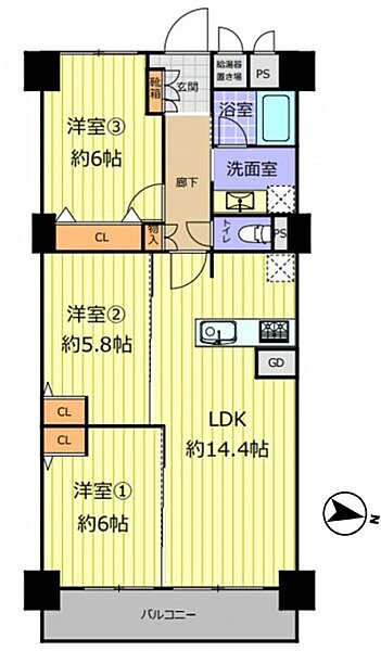 新大阪スカイハイツの間取り図