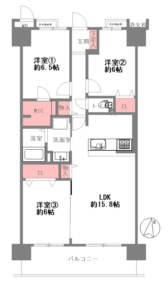 ソシエ北大阪弐期棟の間取り図