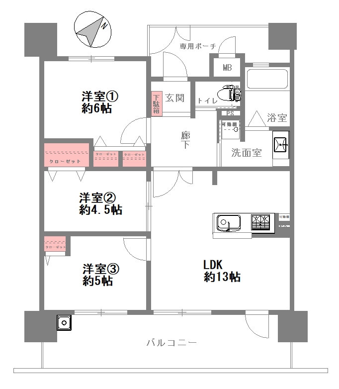 サクセスブリッジ弁天町の間取り図