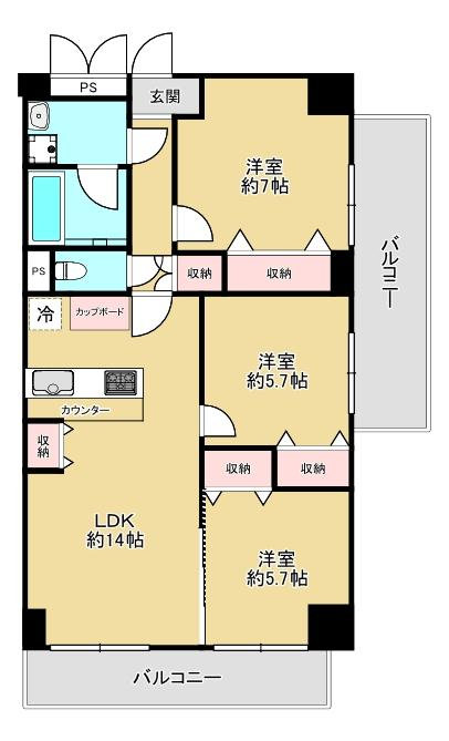 サンハイム第2中津の間取り図