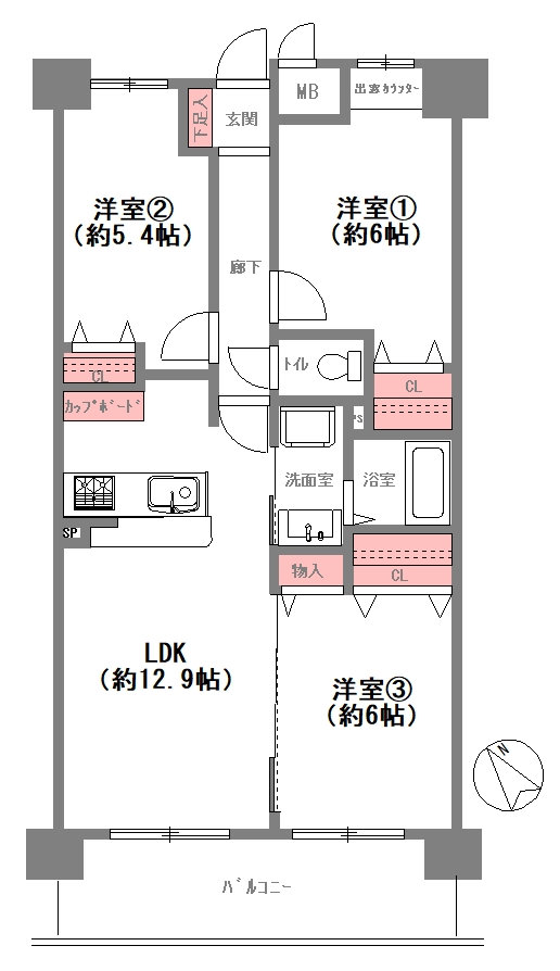 サンマンションアトレあびこの間取り図