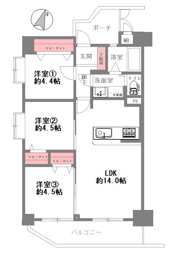 藤和シティコープ市岡の間取り図