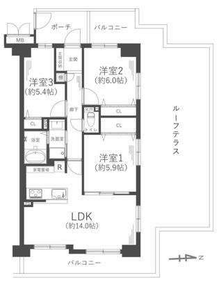 ヴィルヌーブ東三国の間取り図