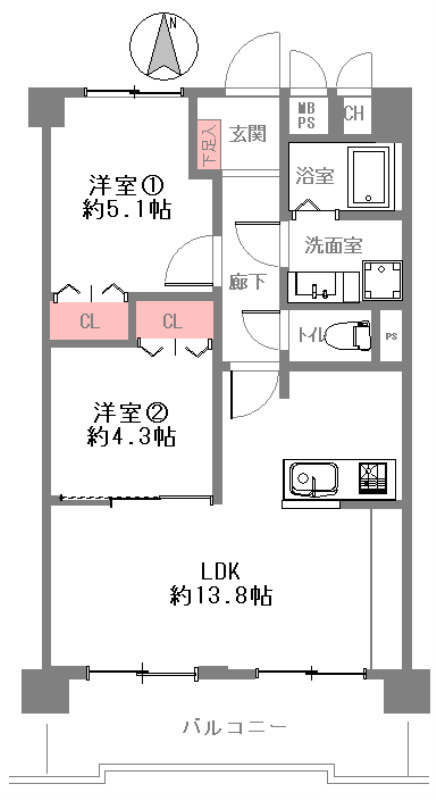 ライオンズマンション住吉公園の間取り図