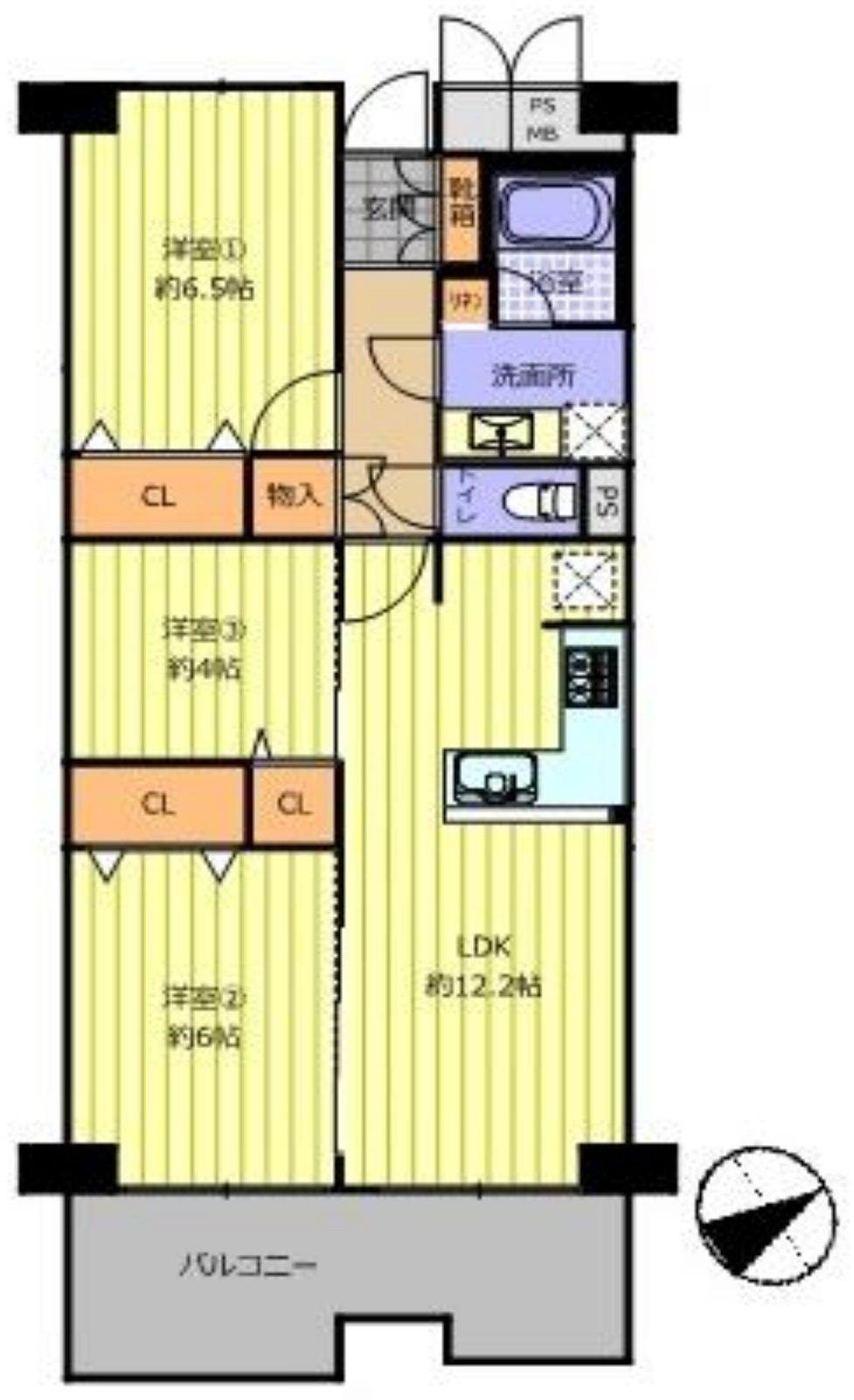 近鉄南港ガーデンハイツ24号棟の間取り図
