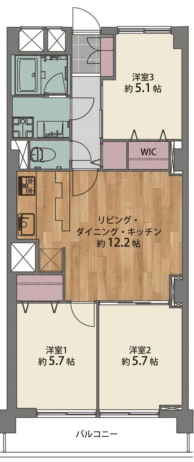 プラザ歌島壱号棟（A棟）の間取り図