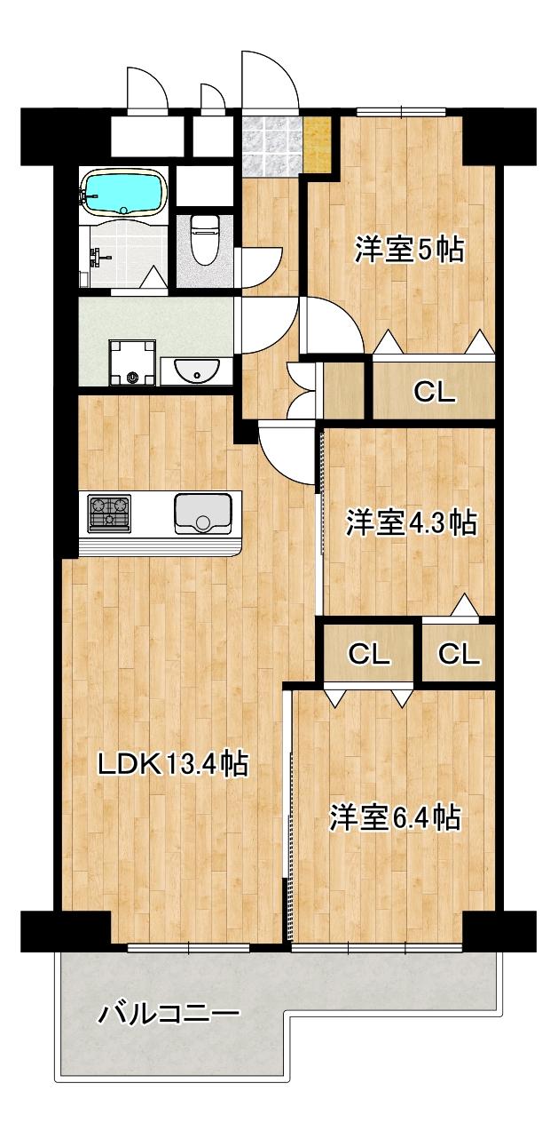 新北島コーポ4号棟の間取り図