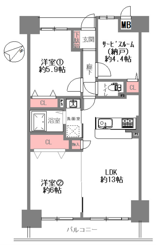 ユニライフ住吉おりおのの間取り図