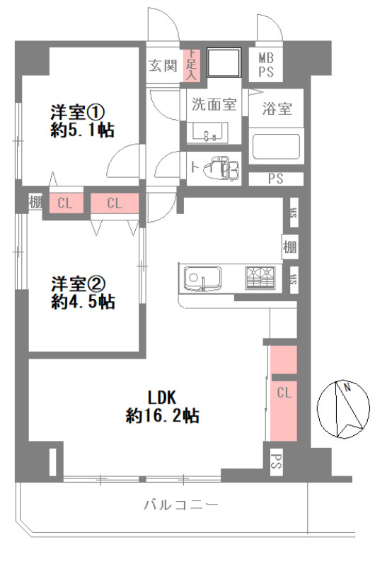 朝日プラザ高津第1の間取り図