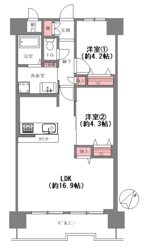 朝日プラザ天王寺2の間取り図
