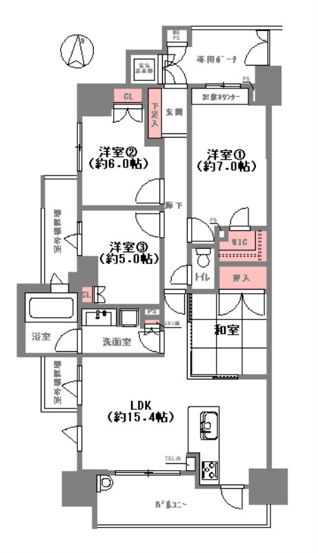 ライオンズマンション沢之町ガーデンタワーの間取り図