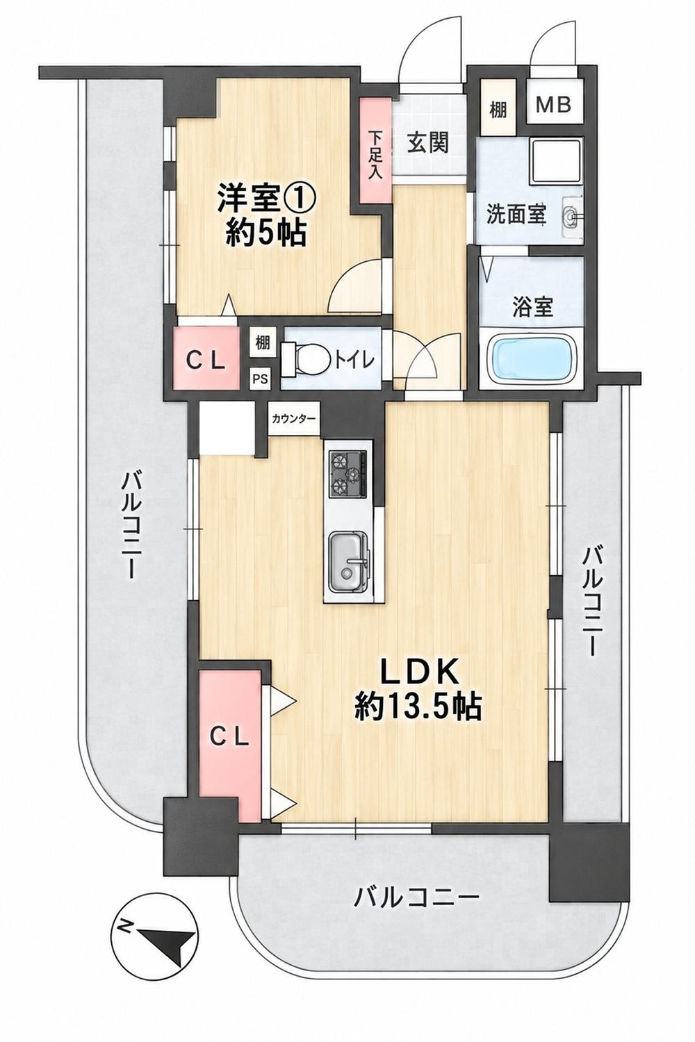 ノバカネイチ上町台の間取り図